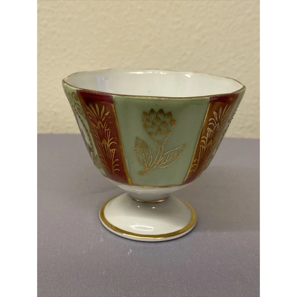 Royal Sealy China Japan Cup and Saucer - Courting Couple Mint Green /Iridescence